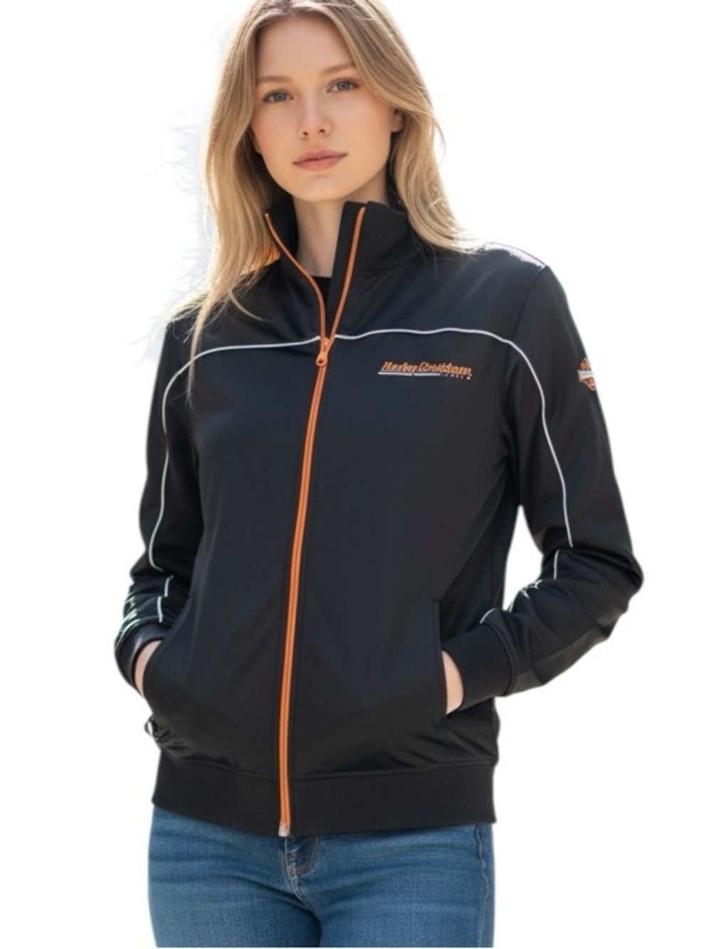 HARLEY-DAVIDSON: Black Zip-Up Fleece Lined Jacket -Size Large